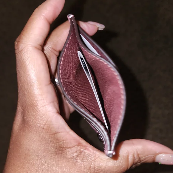 Coach Pink Card Holder with Heart Accents - Picture 4 of 4